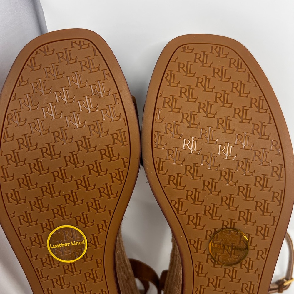 Ralph Lauren Leona Espadrille Size 10 Suede Brown Platform Wedge sandals New - Picture 10 of 12